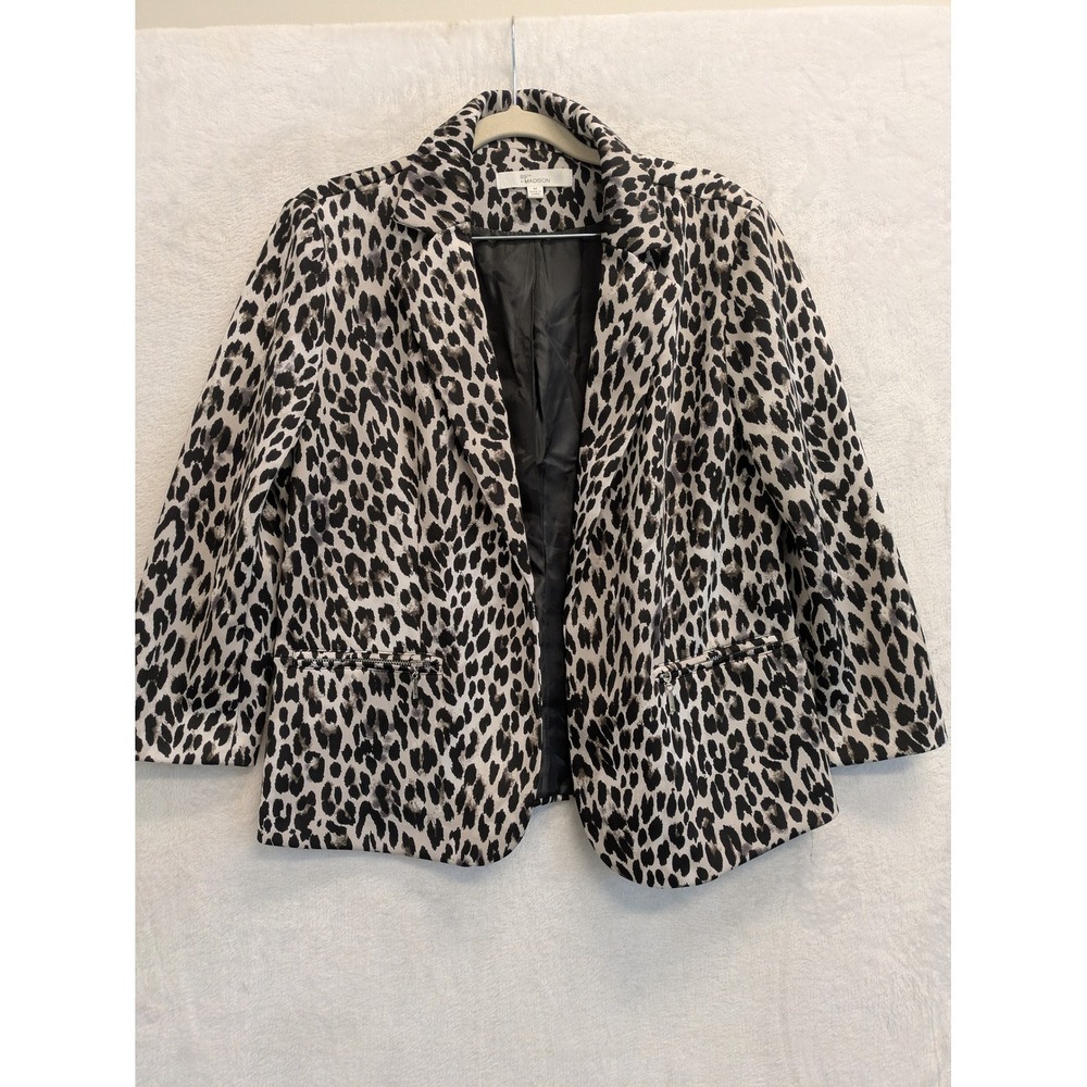 89th + Madison Leopard Print Blazer Women's Size M Open Front Jacket